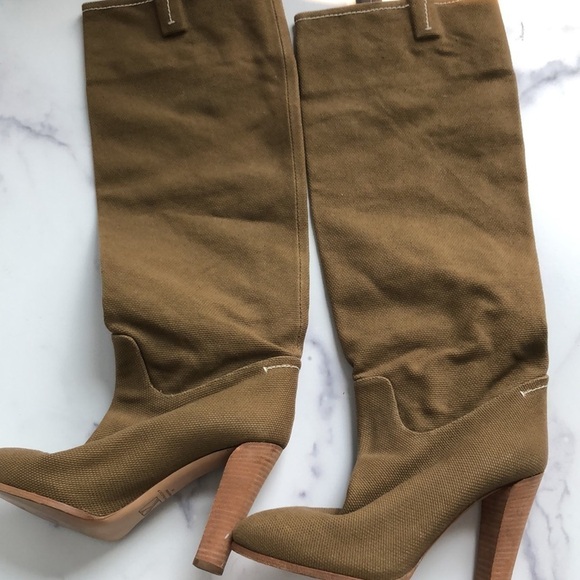 Reed Krakoff Made in Italy Brown Fabric Long Boots Size EU 39/ US 8.5 - Picture 8 of 15